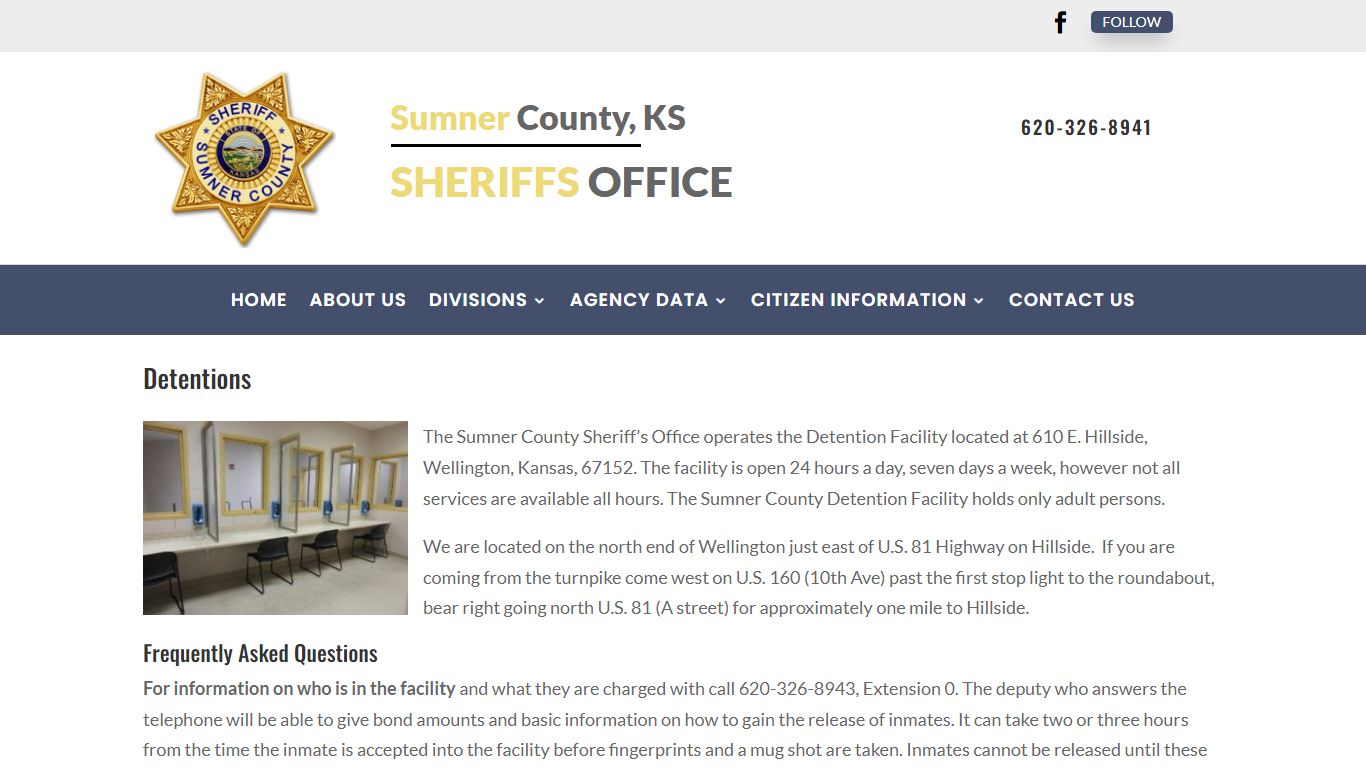 Detentions | Sumner County, KS - Sheriff Office