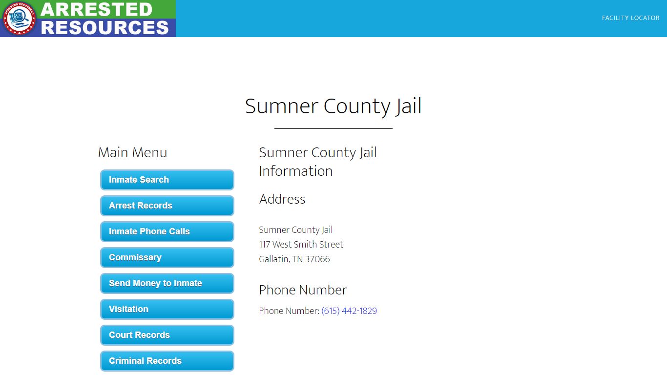 Sumner County Jail - Inmate Search - Gallatin, TN - Arrested Resources